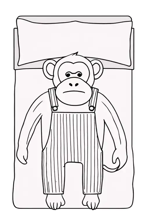 A Monkey Comforter With A Striped Overalls