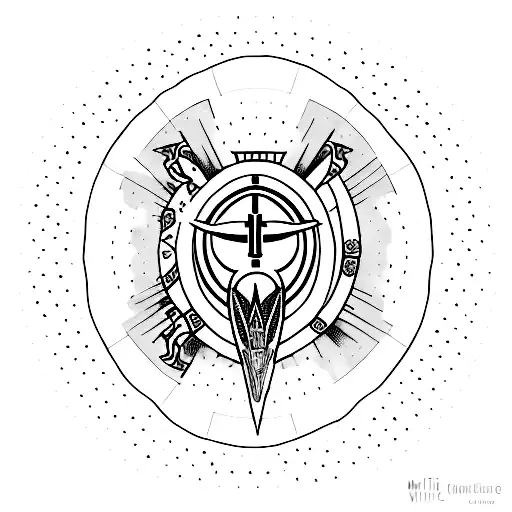A Minimalist Tattoo Within A Circle That Shows The Armour Of God From Ephesians