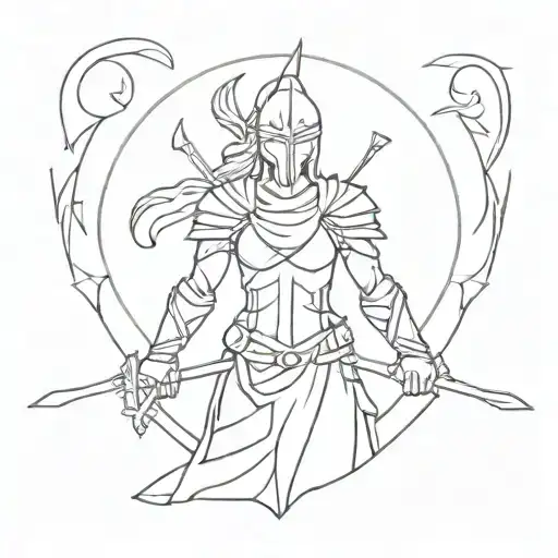 Warrior Minimal Tattoo Design