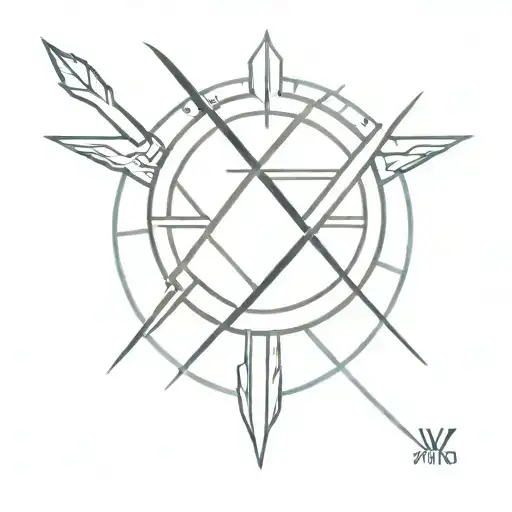 Warrior Symbol Minimal Tattoo Design Incorporating Elements