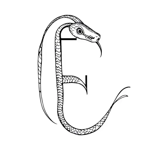 Cute Baby Snake Tattoo With Letter F