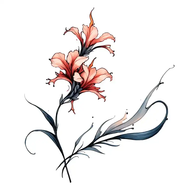 Gladiolus Flower With Dragon Paint Smear