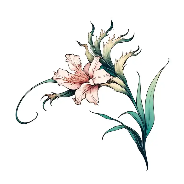 Gladiolus Flower With Dragon Paint
