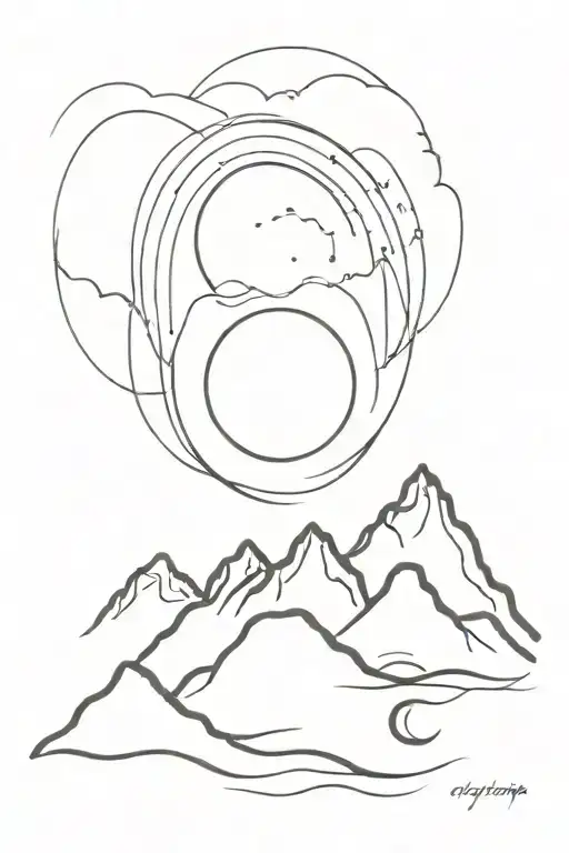 Mountain Stream And Solar Eclipse