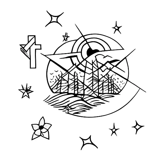 Moon Over Three Crosses