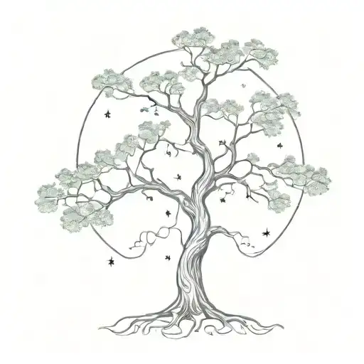 Oak Tree With Astrology Inspired Tattoo Showcasing