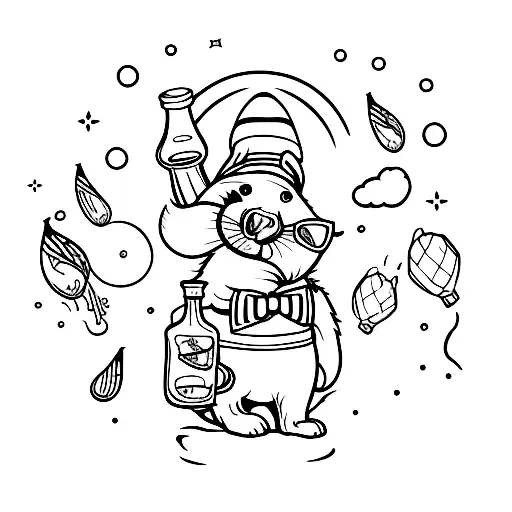Drunk Little Rabit With A Bottle