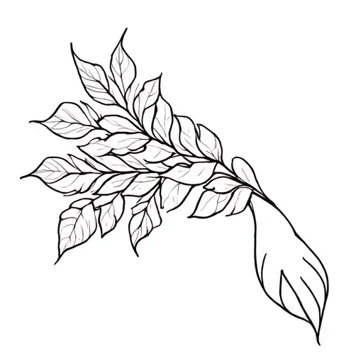 Big And Many Leaves Sleeve Tattoo Covering The Whole Arm In One Line Minimalistic