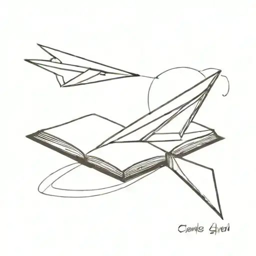 Book Laying Down Flat Opening Up To A Paper Airplane