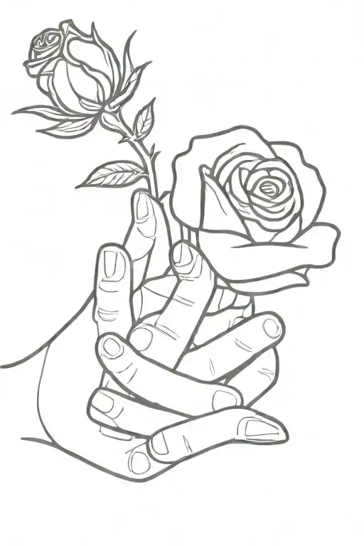 Right Hand Holding A Rose