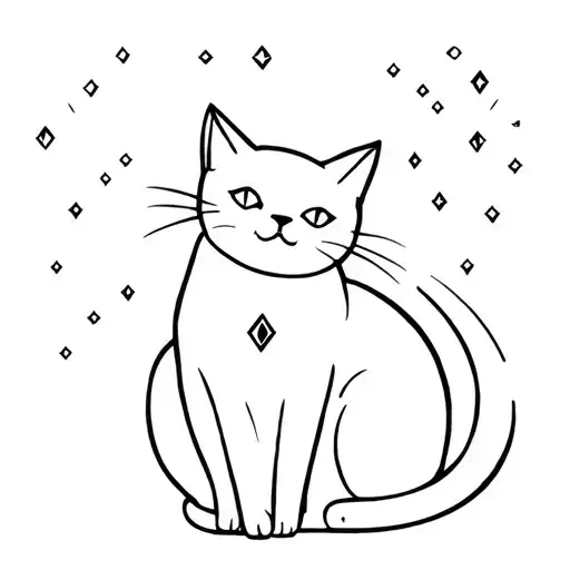 Cat Sitting With Diamonds Sparkles