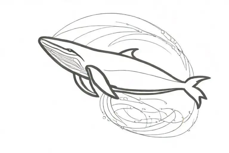 A Minimalist Design Of A Black Whale Swimming In A Blue Wave Of Gemini Sign