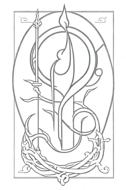 Shiva's Trident With Damaruga And Shiva's Outline In The Background