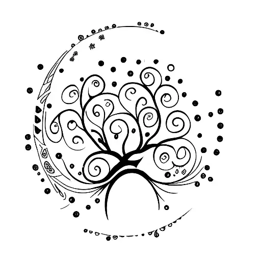 Tree Of Life With Moon And Color