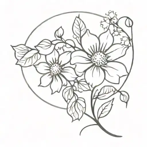 February Birth Flower With Sun And Vines