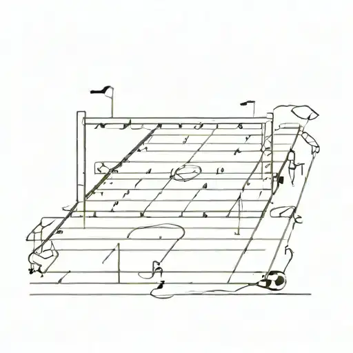 A Minimalist Tattoo Of A Football Field With Musical Notes As The Yard Lines
