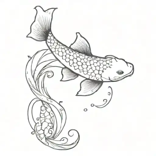 Koi Fish Swimming Upstream