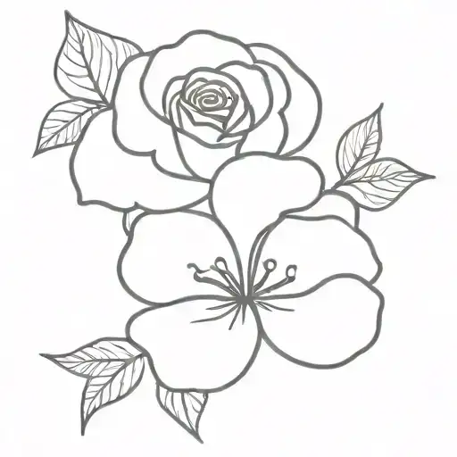 Rose And Violet Flower