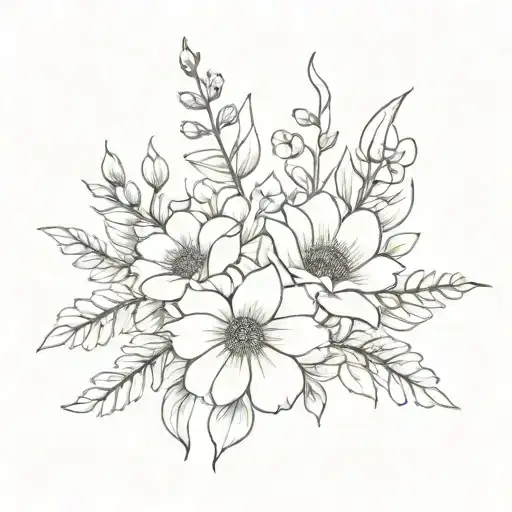 Flower Bouquet Fine Line