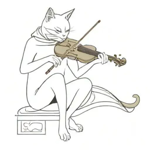 Black Cat Wearing A Ghost Costume Playing The Violin