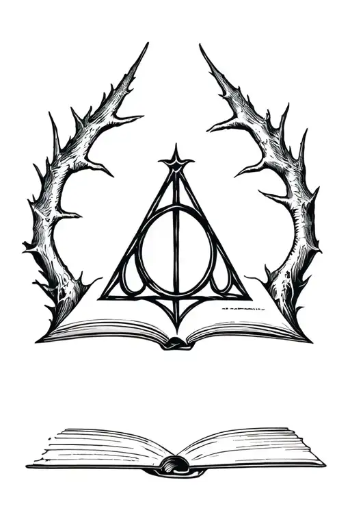 Deathly Hallows Growing Out Of Open Book