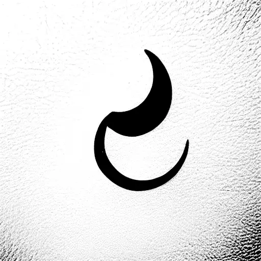 Minimalist Black And White Tattoo Design Of A Crescent Moon With A River Flowing Toward It