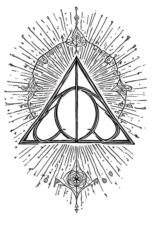 Deathly Hallows Minimal Line Art
