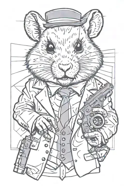 Mafia Hamster In A Suit Holding A Gun Portrait