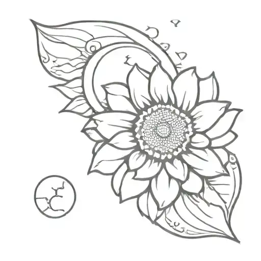 Half Sunflower And Moon Phases