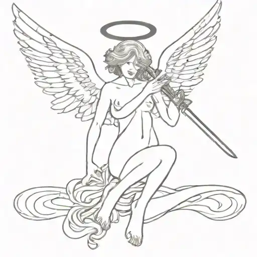 Fallen Angel Holding A Sword