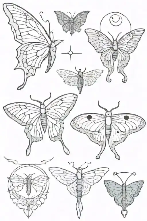 Luna Moth And Moon Phases Simple