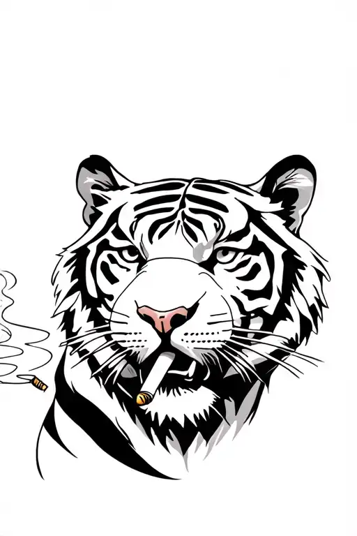 Tiger Smoking A Cigarette