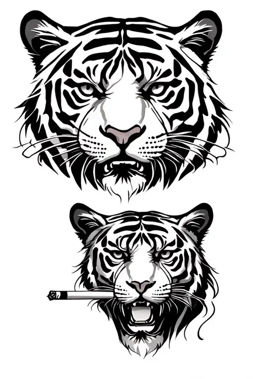 Tiger Smoking A Cigarette