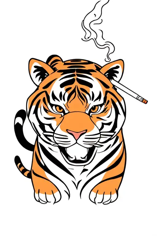 Cute Tiger Smoking A Cigarette