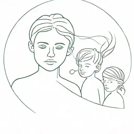 Father And Two Daughters Minimalist