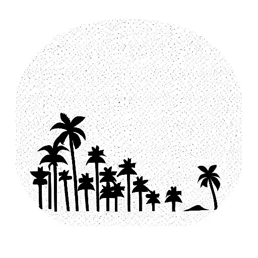 Beach Palm Tree Forest Mountains Sun