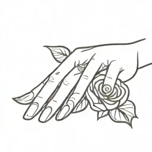 Woman's Hand With Rose Stencil