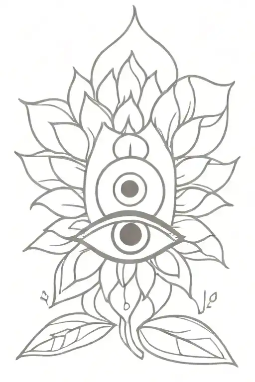 Evil Eye With Sunflower Minimalist