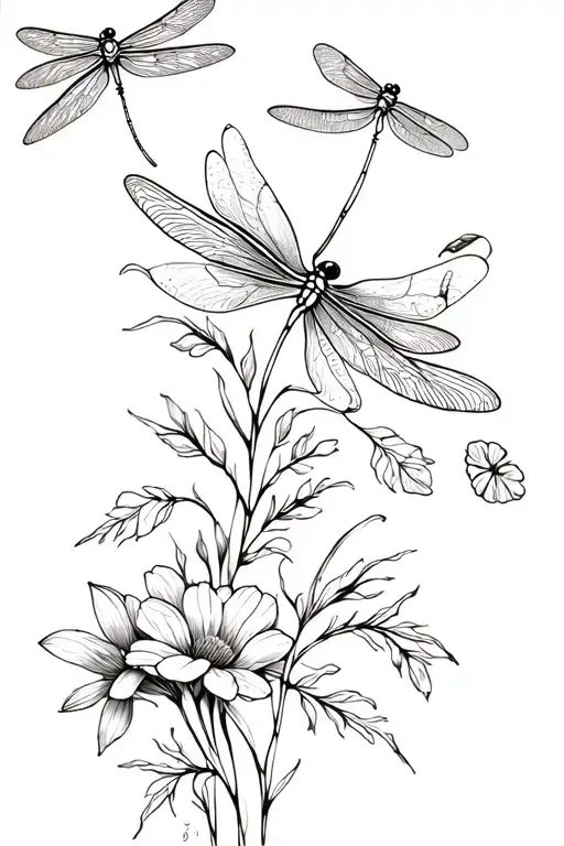 Birthflowers For Months March And October With Dragonfly