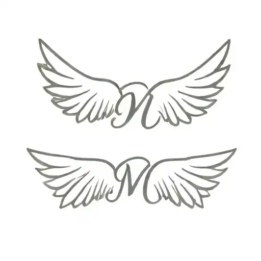 Cursive M With Angel Wings On The Back