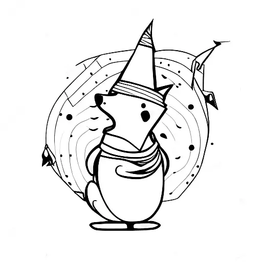 Fine Line Fox Holding A Balloon