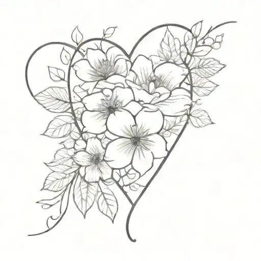 Birth Flower Bouquet And Custom Heart