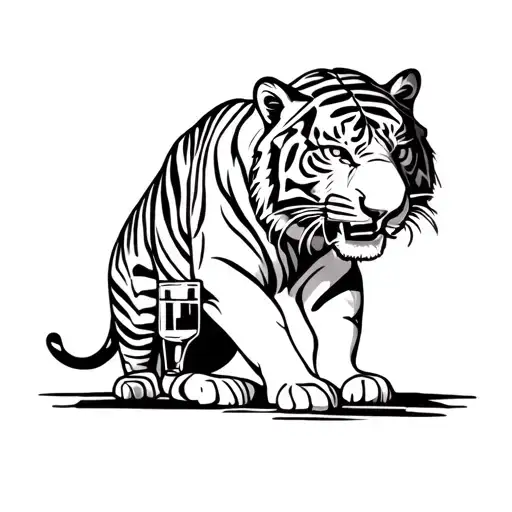 Tiger Is Searching For Alcohol Drink