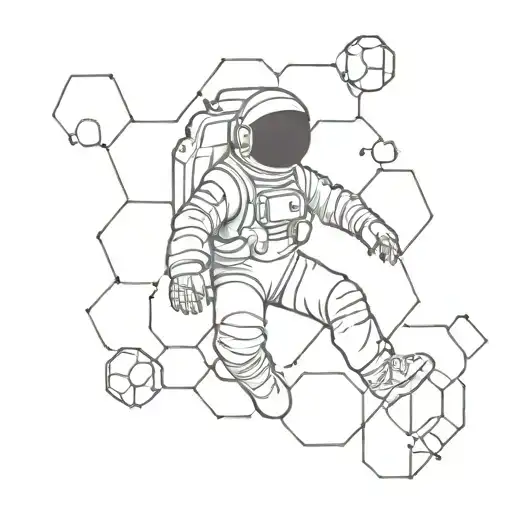 Honeycomb Geometric Design With An Astronaut Floating