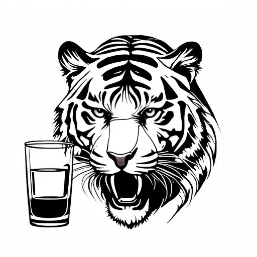 Tiger Is Searching For Alcohol Drink