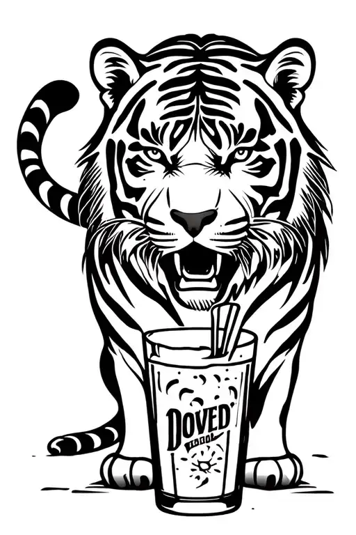 Tiger Is Searching For Alcohol Drink