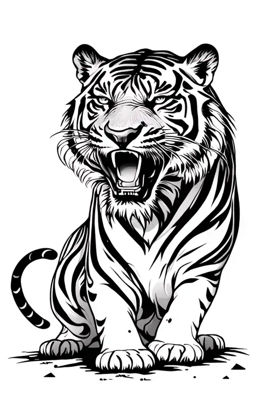 Hungry Tiger Is Searching For A Prey