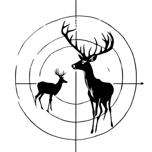 Aim Target Pointed At Deer In Forest
