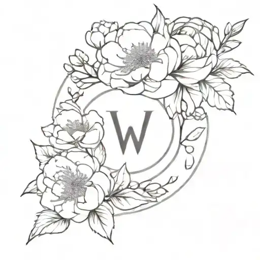 Virgo Symbol Sourrounded By Peonies And Cherry Blossoms