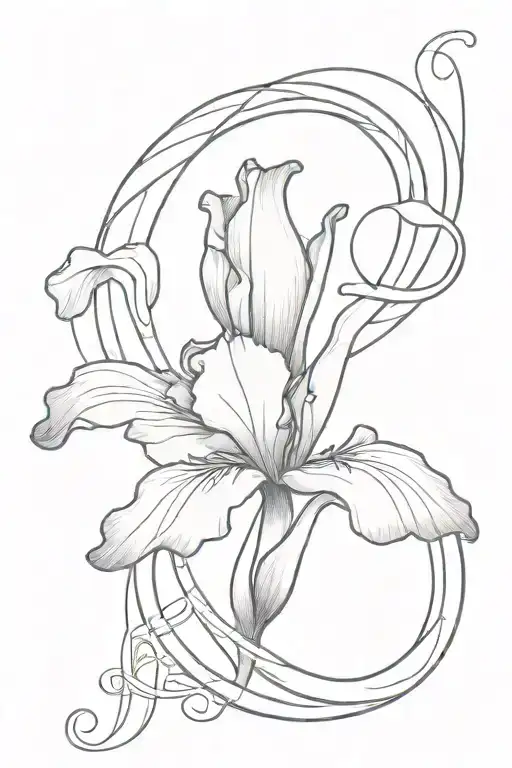 Iris Flower With Infinity Symbol Incorporated With The Letters Ly